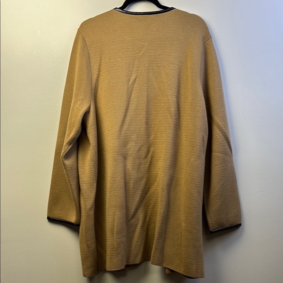 Talbots Tan Open Front Cardigan with Black Trim - Picture 4 of 5